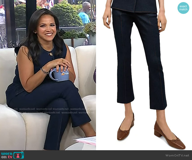 Veronica Beard Tani Denim Pant in Dark Oxford worn by Laura Jarrett on Today