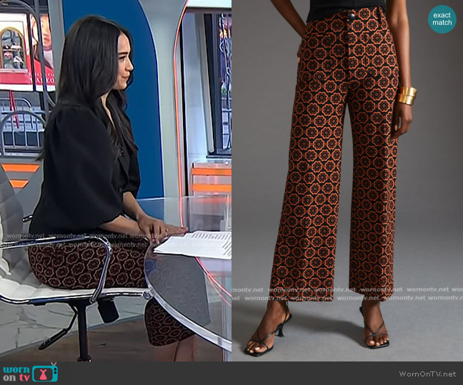 Maeve The Colette Cropped Wide-Leg Ponte Pants worn by Emilie Ikeda on Today