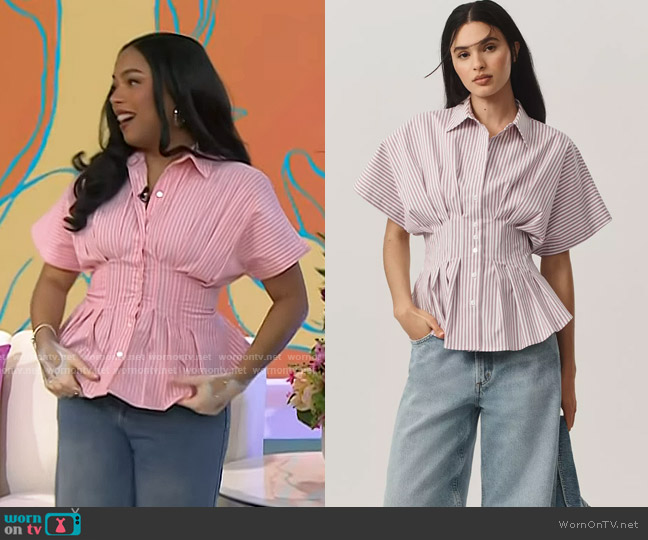 Exquise The Tobie Pleated Blouse - Short-Sleeve Edition worn by Amara Aleman on Today