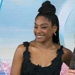 Tiffany Haddish’s black floral guipure dress on Today
