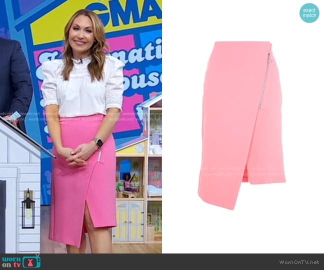 Topshop Asymmetric Zip Midi Skirt worn by Lori Bergamotto on Good Morning America