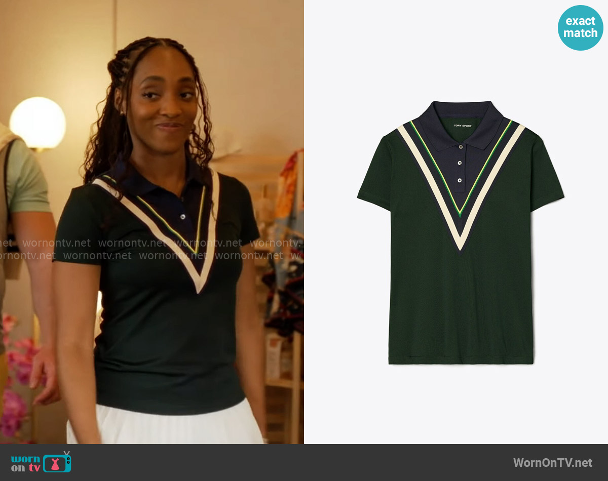 Tory Burch Tech Pique Chevron Polo worn by Faith Mitchell (Iantha Richardson) on Will Trent