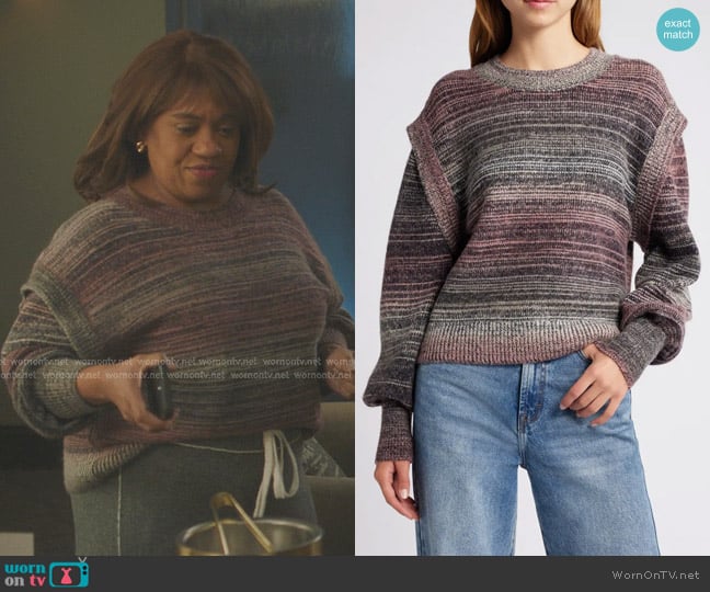 Treasure & Bond Ombré Stripe Crewneck Sweater worn by Miranda Bailey (Chandra Wilson) on Greys Anatomy