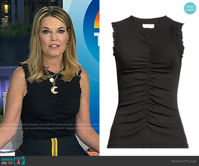 Ulla Johnson Kyla Ruched Sleeveless Cotton Top worn by Savannah Guthrie on Today