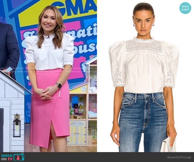 Ulla Johnson Yvonne Blouse worn by Lori Bergamotto on Good Morning America