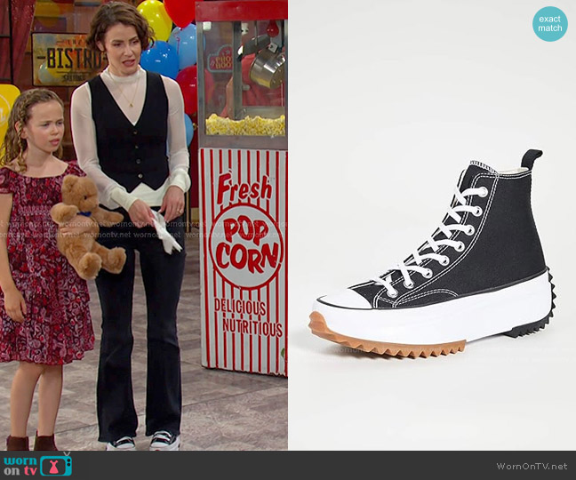 Converse Unisex Run Star Hike Canvas Platform in Black/White/Gum worn by Sarah Horton (Linsey Godfrey) on Days of our Lives