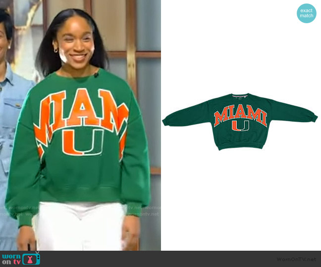 University of Miami Crewneck Sweatshirt worn by Jordyn on Tamron Hall Show