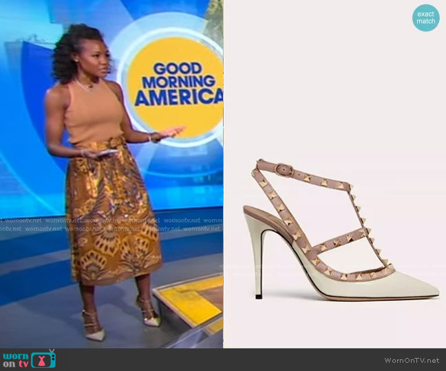 Valentino Patent Rockstud Caged Pump worn by Janai Norman on Good Morning America