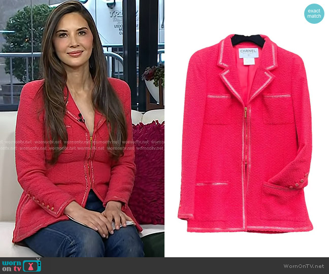 Chanel Vintage Tweed Jacket worn by Olivia Munn on Today