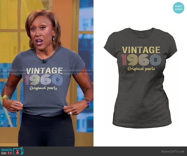 Shirt Invaders Vintage Original Parts 1960 Retro Birthday Tee worn by Robin Roberts on Good Morning America