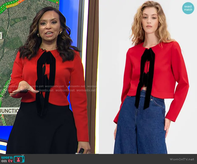 Tanya Taylor Viola Jacket in Spiced Red worn by Adelle Caballero on Today
