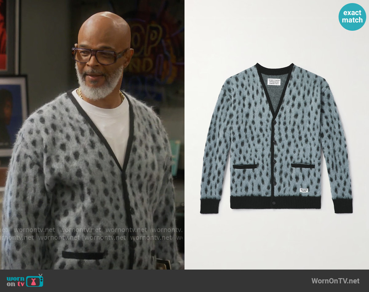 Wacko Maria Jacquard-Knit Mohair-Blend Cardigan worn by Poppa (Damon Wayans) on Poppas House