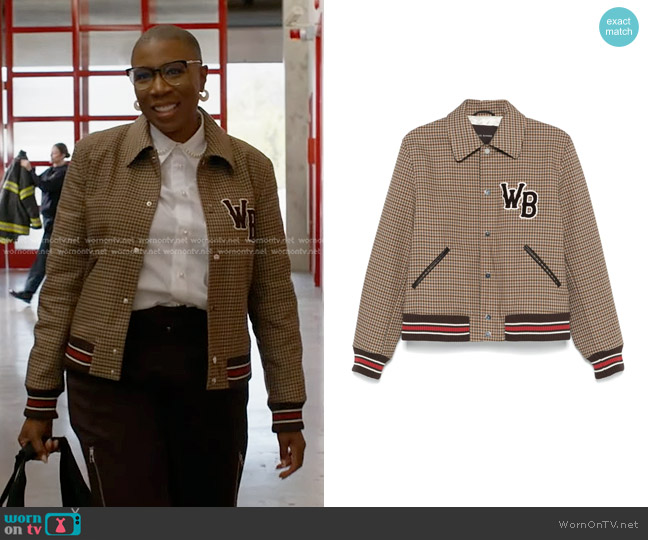 Wales Bonner Homecoming Varsity Jacket worn by Henrietta Wilson (Aisha Hinds) on 9-1-1
