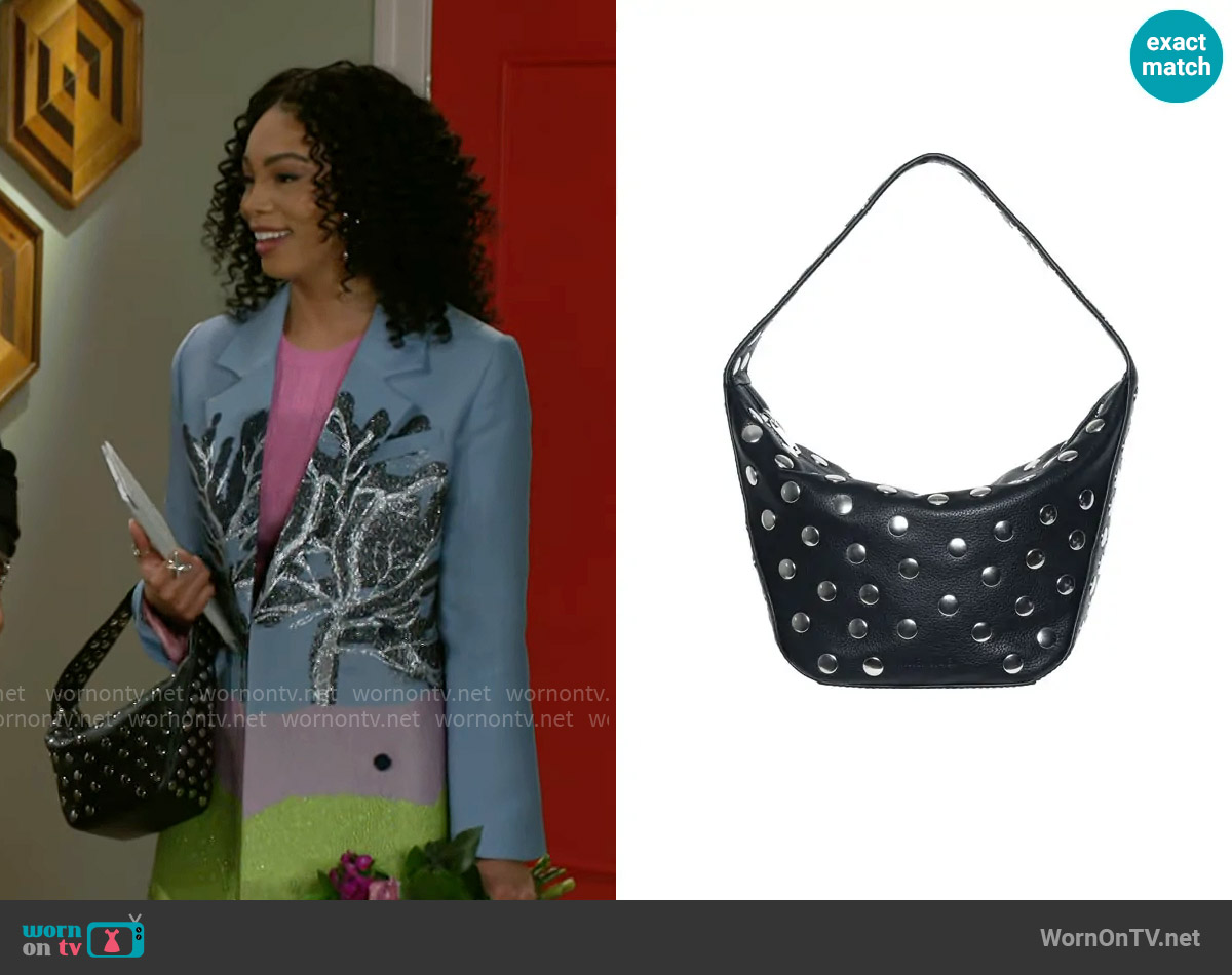 Walter Baker Hendrix Stud Leather Shoulder Bag worn by Chelsea Hamilton (RhonniRose Mantilla) on Beyond the Gates