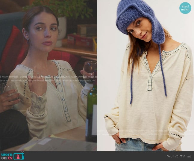 We The Free Taylor Henley in Vintage White worn by Jules Millin (Adelaide Kane) on Greys Anatomy