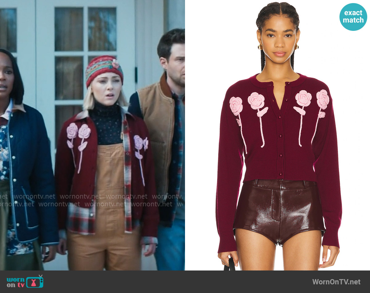 Wynn Hamlyn Flower Cardigan worn by Alice (AnnaSophia Robb) on Grosse Pointe Garden Society