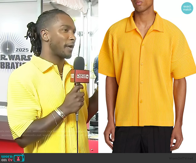 Homme Plisse Issey Miyake July Relaxed-Fit Button-Front Shirt worn by Scott Evans on Access Hollywood