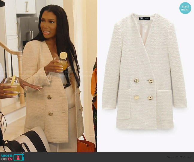 Zara Textured Double-breasted Coat worn by Brit Eady on The Real Housewives of Atlanta