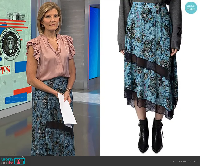 Zadig & Voltaire Juliet Bohemian Midi Skirt worn by Kate Snow on NBC News Daily