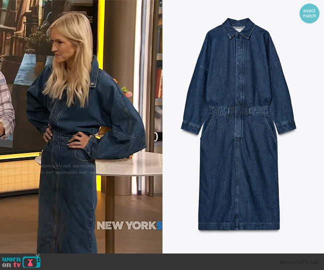 Zara Denim Midi Dress worn by Zanna Roberts on The Drew Barrymore Show