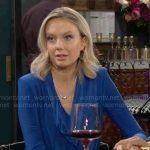 Abby’s blue cowl neck top on The Young and the Restless