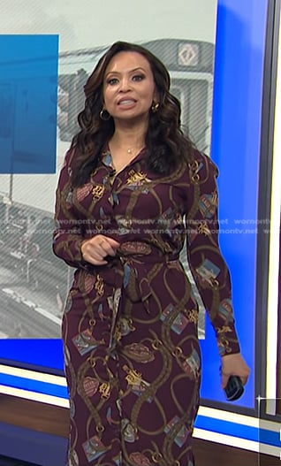 Adelle’s brown belt print shirtdress on Today