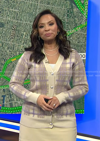 Adelle’s lilac plaid cardigan on Today