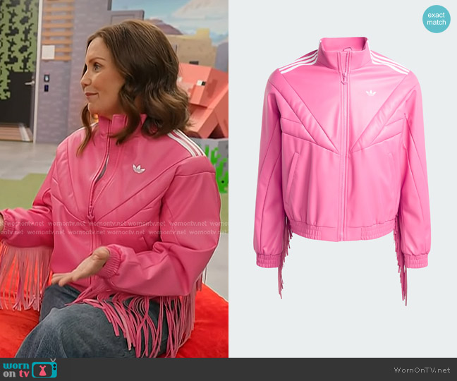 Adidas Minecraft Jacket in Pulse Magenta worn by Kayleen Walters on Today
