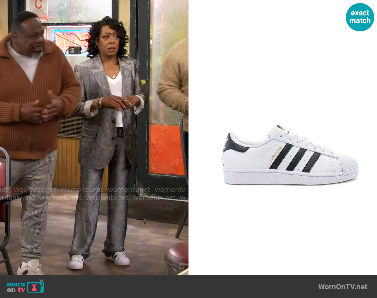Adidas Superstar Sneakers worn by Tina Butler (Tichina Arnold) on The Neighborhood