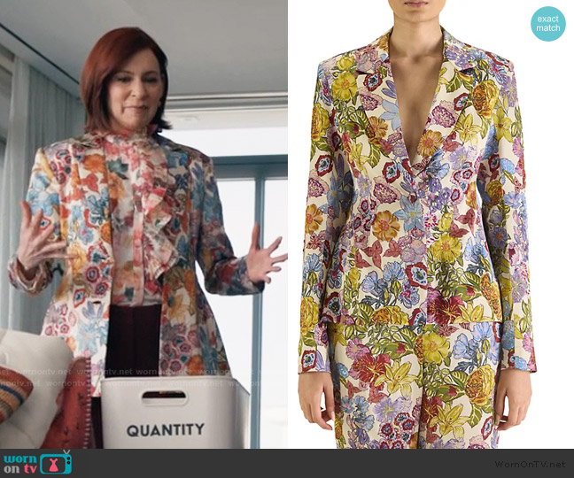 Floral Silk Tailored Blazer AFEW Rahul Mishra worn by Elsbeth Tascioni (Carrie Preston) on Elsbeth