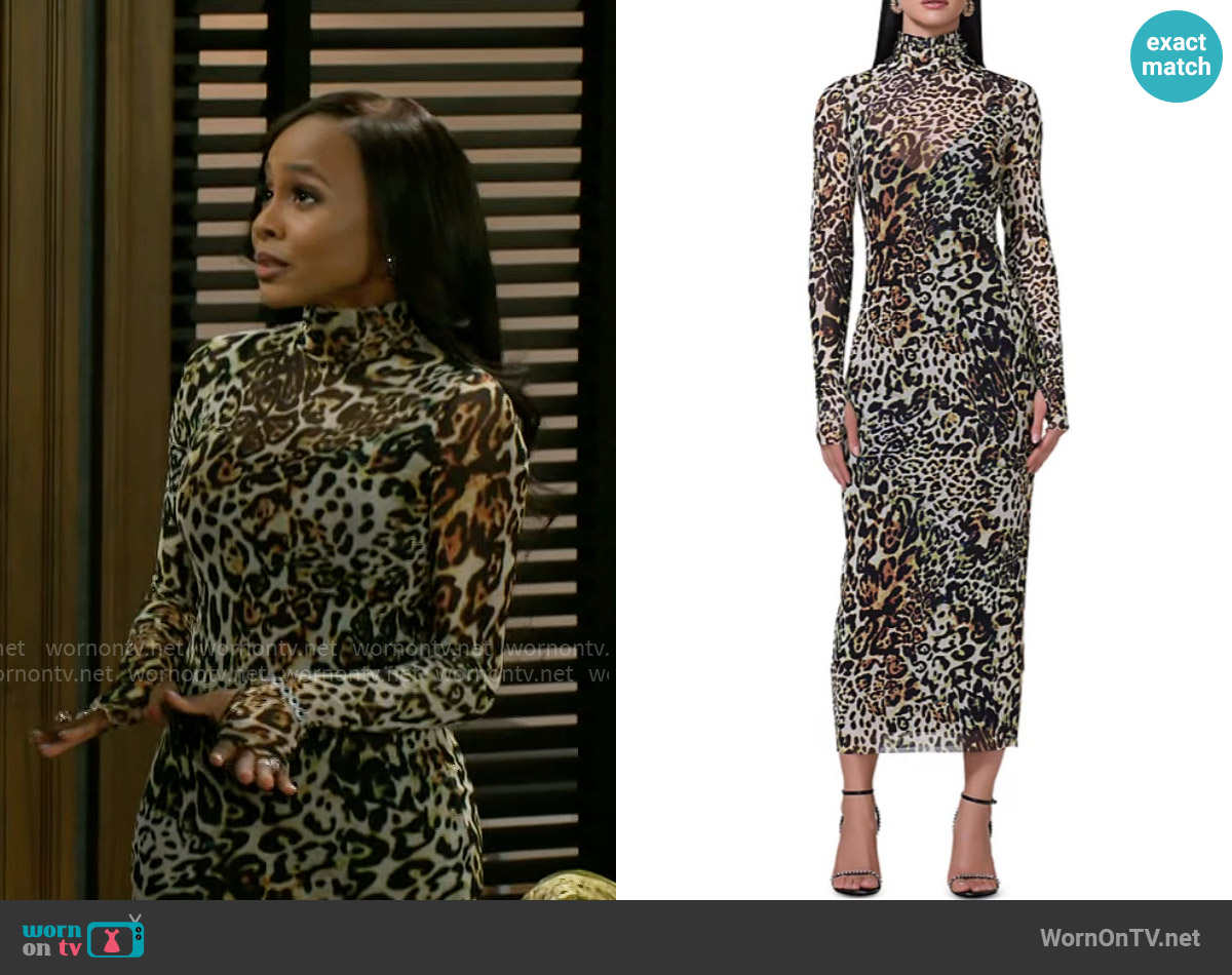 AFRM Shailene Dress in Fall Animal worn by Hayley Lawson (Marquita Goings) on Beyond the Gates