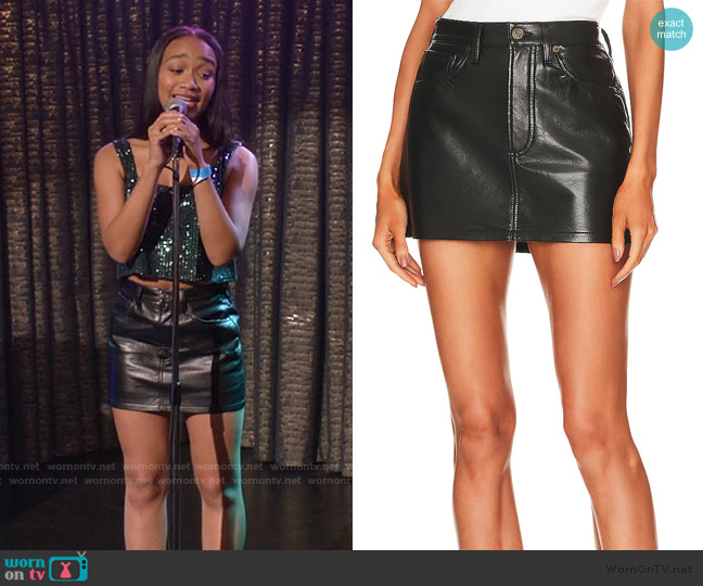 Agolde Recycled Leather Liv Mini Skirt worn by Tori (Lauryn Hardy) on All American