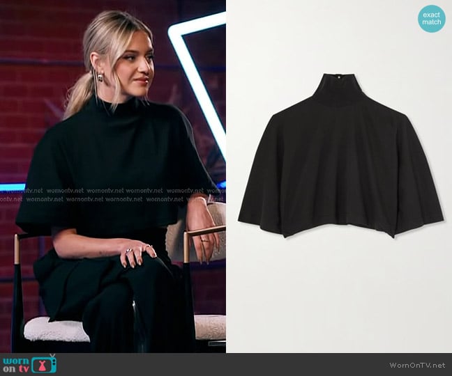 ALaia Cropped Cotton-jersey Turtleneck T-shirt worn by Kelsea Ballerini on The Voice