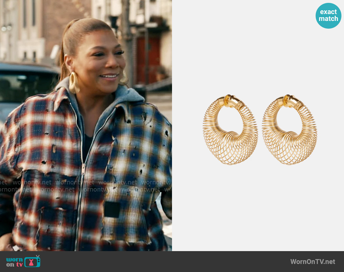 Alaia Spiral hoop earrings worn by Robyn McCall (Queen Latifah) on The Equalizer