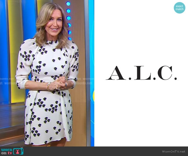 A.L.C. Falling Iris-Print Song Dress worn by Lara Spencer on Good Morning America