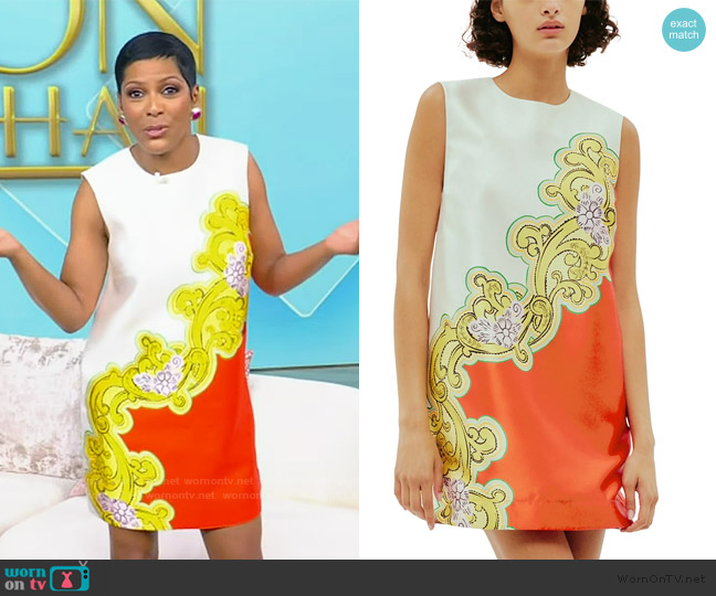 Alemais Sierra printed satin-twill mini dress worn by Tamron Hall on Tamron Hall Show