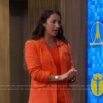 Alexandra Raisman’s orange tweed blazer and shorts on Live with Kelly and Mark