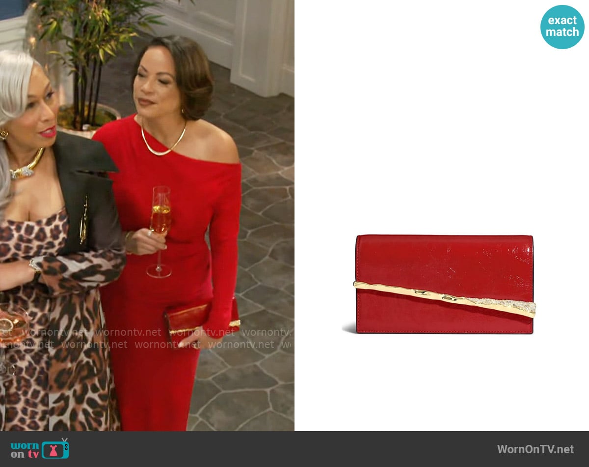 Alexis Bittar Angular Convertible Leather Shoulder Bag worn by Nicole Dupree Richardson (Daphnee Duplaix) on Beyond the Gates
