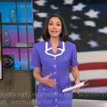 Ali Bauman’s purple button front dress on CBS Mornings