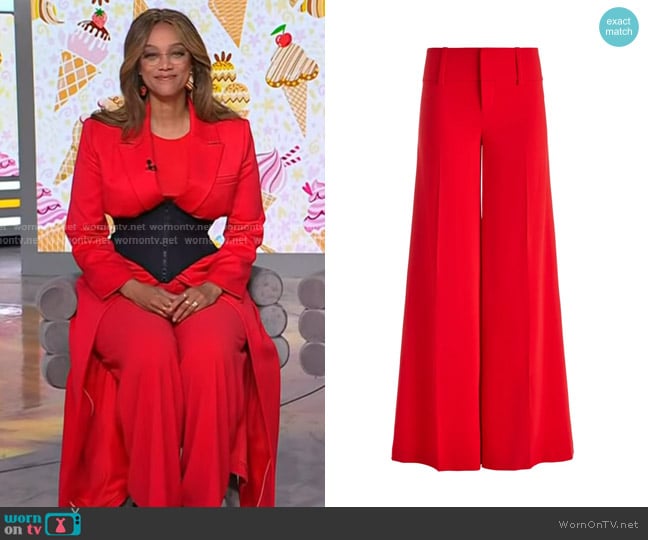 Alice + Olivia Olivia Pant in bright ruby worn by Tyra Banks on Today