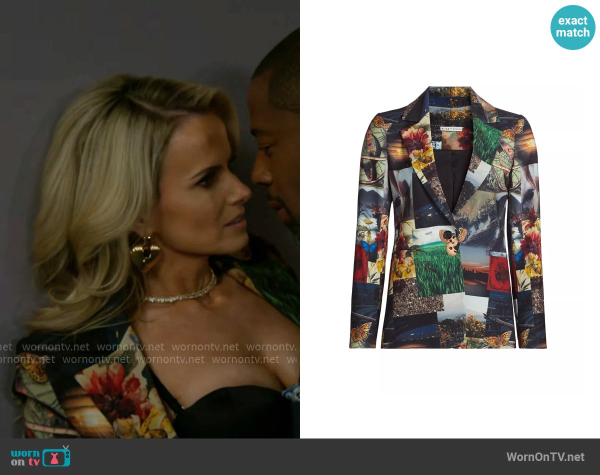 Alice + Olivia Macey Photographic-Print Blazer worn by Vanessa McBride (Lauren Buglioli) on Beyond the Gates
