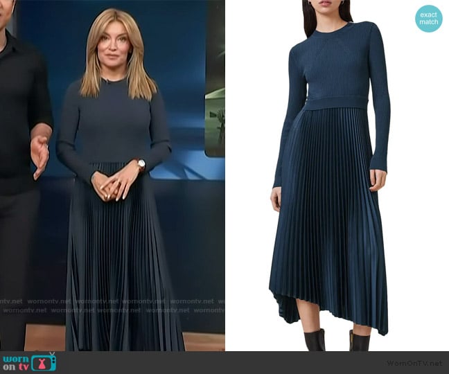 All Saints Fay Asymmetric Long Sleeve Dress worn by Kit Hoover on Access Hollywood