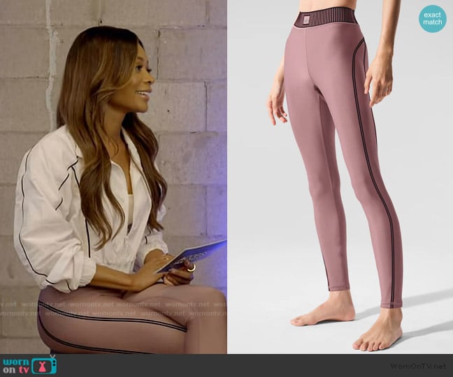 Alo Yoga Airlift High-Waist 7/8 Line Up Legging worn by Zuri Hall on Access Hollywood