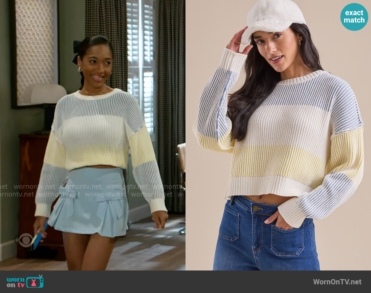 Altar'd State Kristie Sweater worn by Samantha Richardson (Najah Jackson) on Beyond the Gates