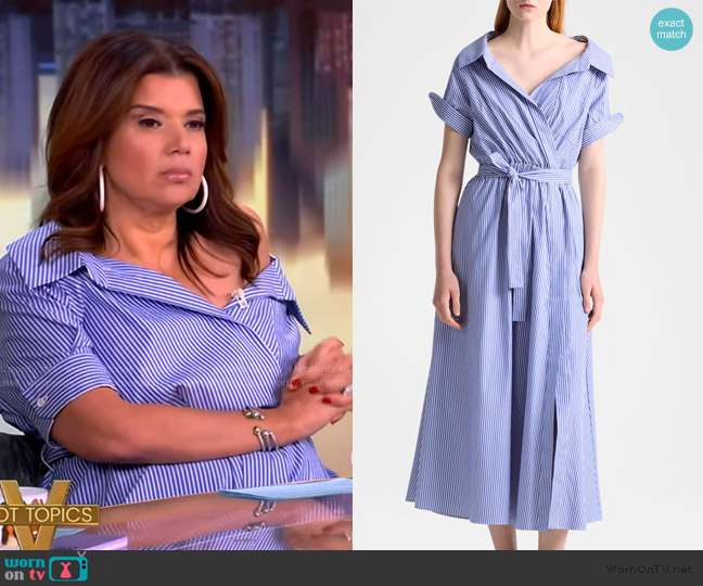 Altuzarra Lydia Stripe Cotton Wrap Shirtdress worn by Ana Navarro on The View