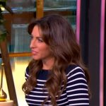 Alyssa’s navy stripe sweater on The View