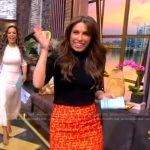 Alyssa’s red printed skirt on The View