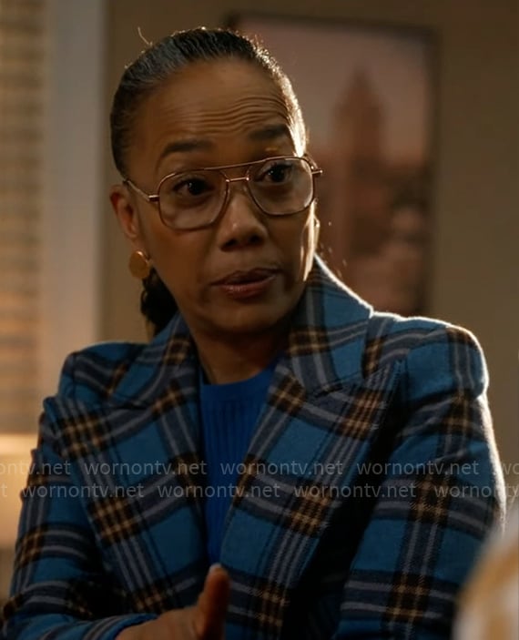 Amanda’s blue plaid blazer on Will Trent