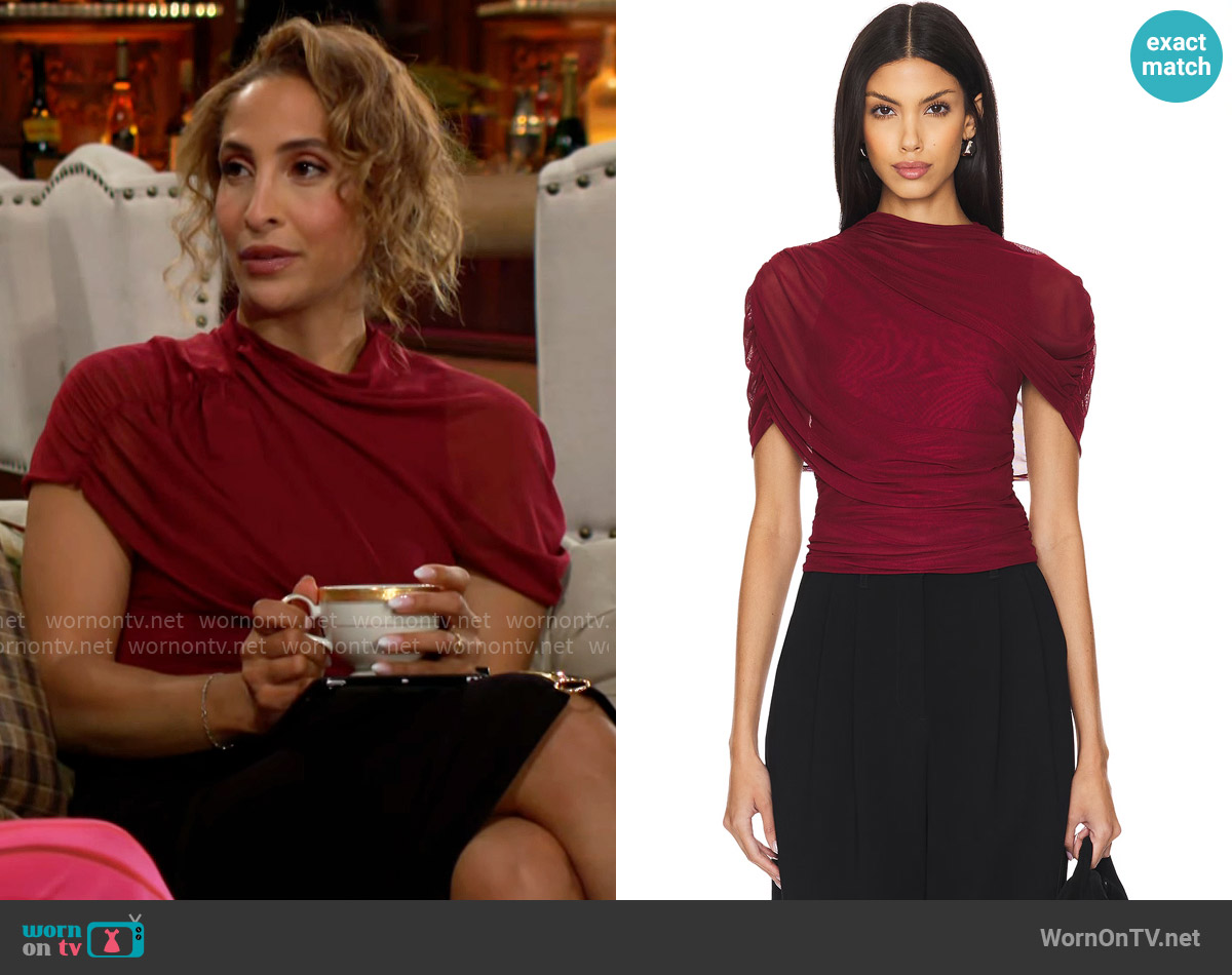 Amanda Uprichard x Revolve Evianna Top worn by Lily Winters (Christel Khalil) on The Young and the Restless