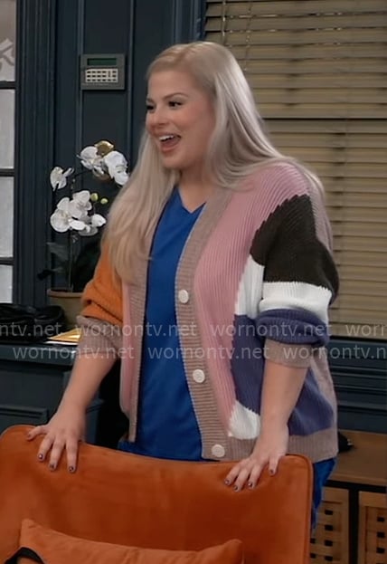 Amy’s colorblock cardigan on General Hospital